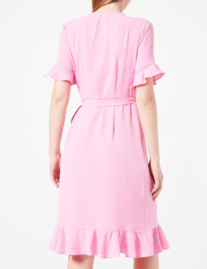 PIECES Damen Onlmette S/S Wrap Frill Dress Wvn Cs XS Fuchsia Pink, XS Fuchsia Pink