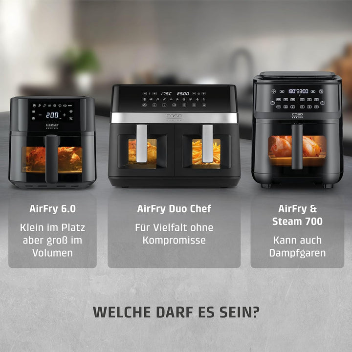 CASO AirFry DuoChef - Heissluftfritteuse - 2in1 Air Fryer mit 2 Frittierkörben oder als grosser Airf