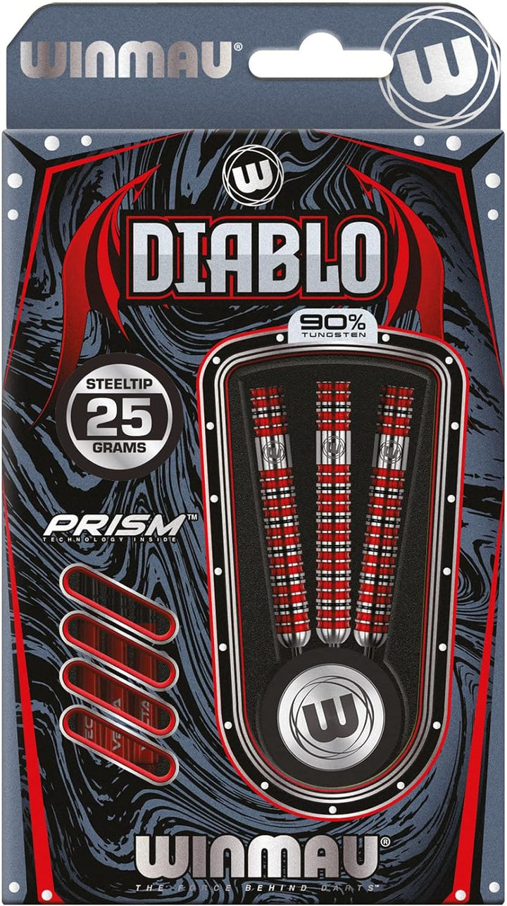 WINMAU Diablo Profi Stahlspitze Wolfram Dartpfeile mit Flüge und Stiele (Wellen) 25g Parallel, 25g P