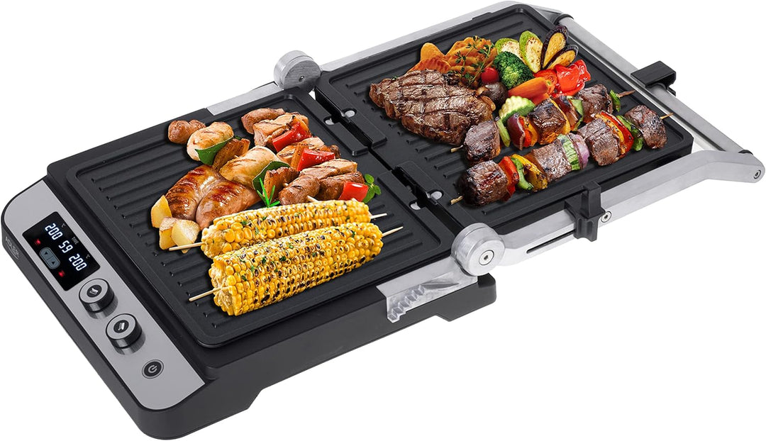 Adler AD 3059 Elektrischer Grill 2 in 1 Elektrogrill mit Kontaktgrill und Tischgrill Funktion 3000W