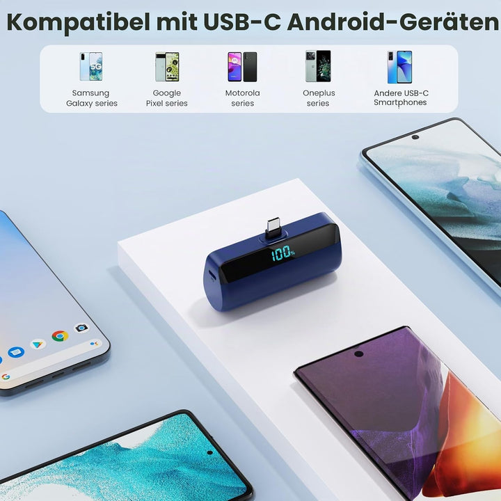 Feob Mini Power Bank 5200mAh für iPhone 17/16/15 Serie, PD Schnellladung Powerbank USB C Externer Ak
