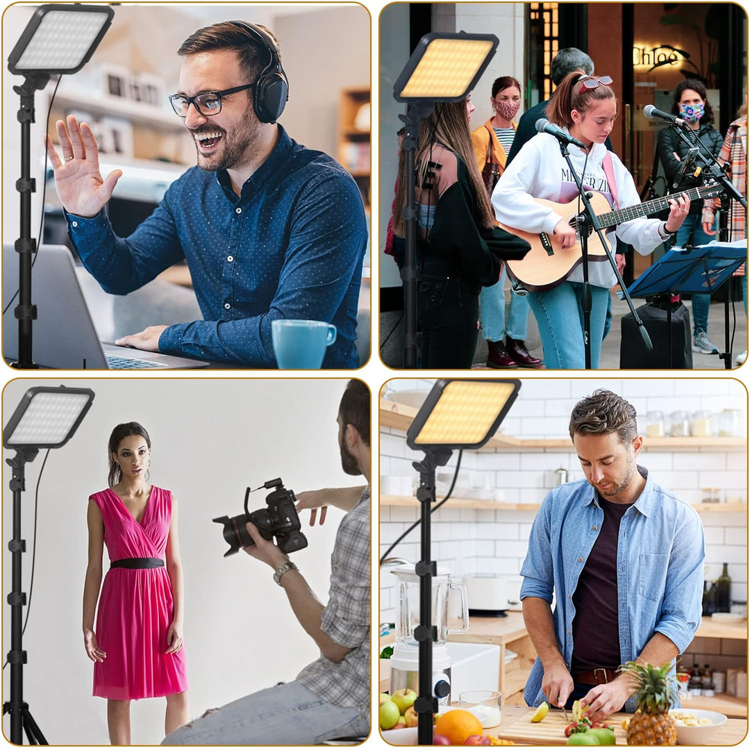Stynice LED Videoleuchte - USB Studio-Beleuchtungsset mit verstellbarem Stativ und Farbfiltern für Y