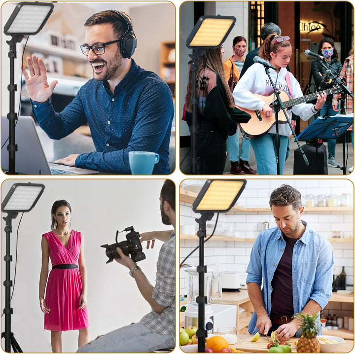 Stynice LED Videoleuchte - USB Studio-Beleuchtungsset mit verstellbarem Stativ und Farbfiltern für Y