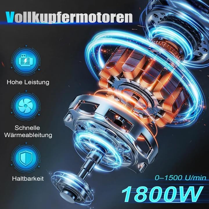 Mörtelrührer 1800W Profi Rührwerk, Farbrührer, Betonmischer mit 6-Stufen Drehzahlregelung (0-1500 U/