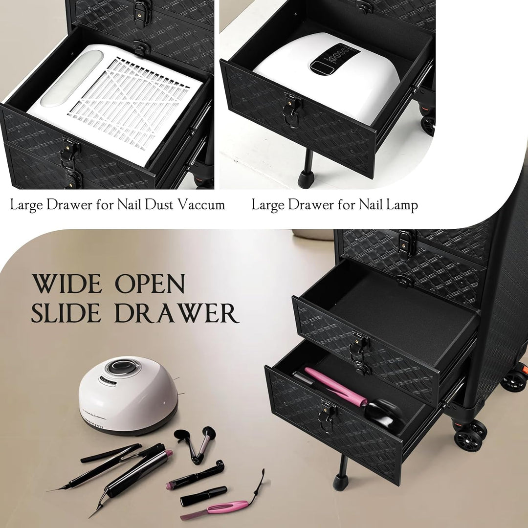Kosmetik Trolley mit 4 Schubladen Friseurkoffer Gross Kosmetikkoffer Ngaelkoffer Make up Koffer mit