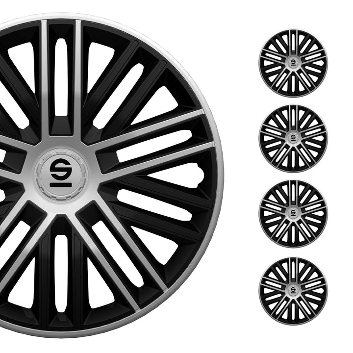 Sparco Radzierblenden Bergamo - 15-Zoll - Schwarz/Silber - Satz mit 4 Stück
