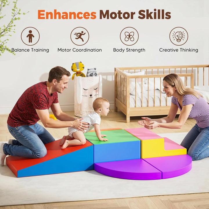 6er Schaumstoffbausteine Kinder | EPE Softbausteine | Motorikspielzeug Krabbellandschaft | Kletterba