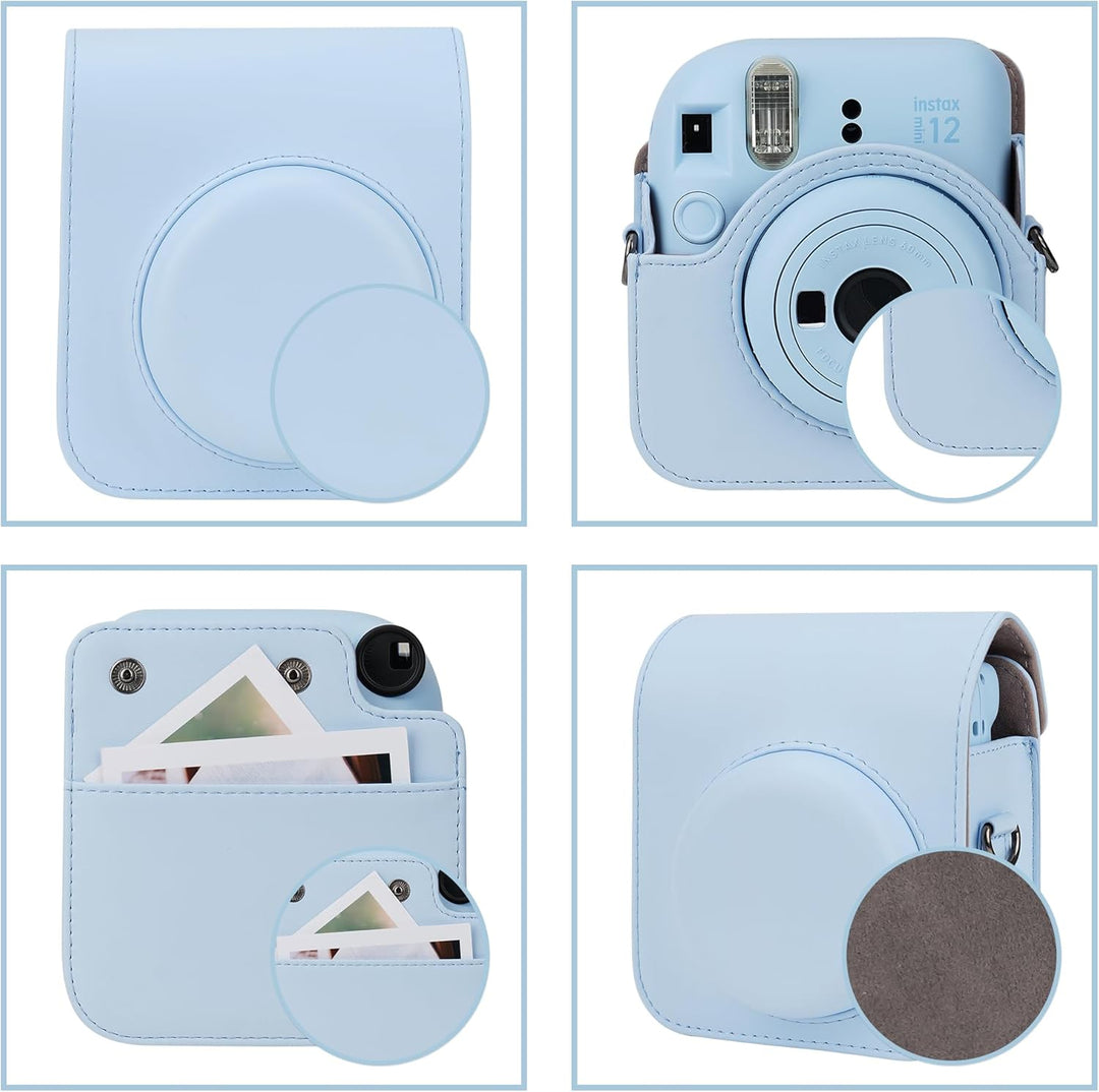Mumlicha PU Leder Kameratasche und 64 Taschen Fotoalbum kompatibel mit Fujifilm Instax Mini 12 Sofor