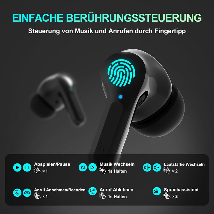 Bluetooth Kopfhörer Kabellos in Ear - Bluetooth 5.3 Hi-Fi Stereo Deep Bass Kabellose Kopfhoerer Nois