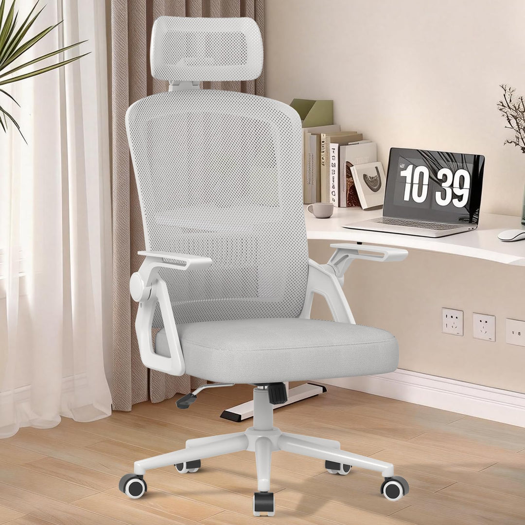 naspaluro Bürostuhl Ergonomisch Schreibtischstuhl Grau | Atmungsaktiver Netzgewebe, Lordosenstütze,
