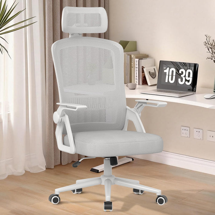 naspaluro Bürostuhl Ergonomisch Schreibtischstuhl Grau | Atmungsaktiver Netzgewebe, Lordosenstütze,