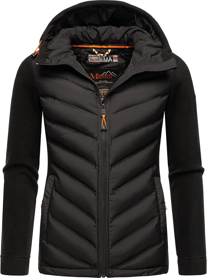 MARIKOO Damen leichte Übergangsjacke Steppjacke Mount Haruna XS Schwarz, XS Schwarz