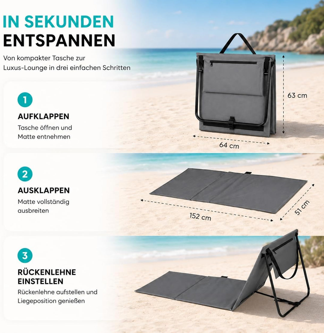 Intimo Living 2er Set Strandliegen mit stufenlos Verstellbarer Rückenlehne - Die Strandmatten gefüll