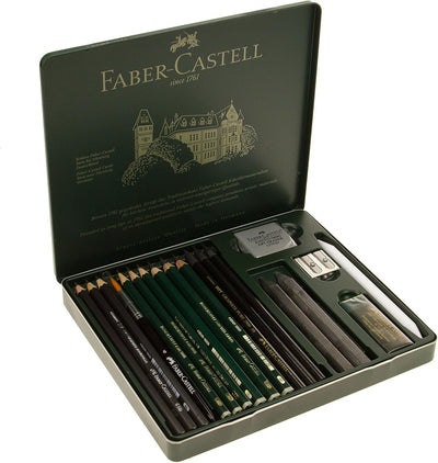 Faber-Castell 112973 - Pitt Graphite Set im Metalletui, medium, 19-teilig, medium