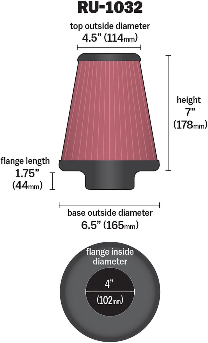 K&N Universeller Klemm-Lufteinlassfilter: Hochleistung, Premium, waschbar, Ersatzfilter: Flanschdurc