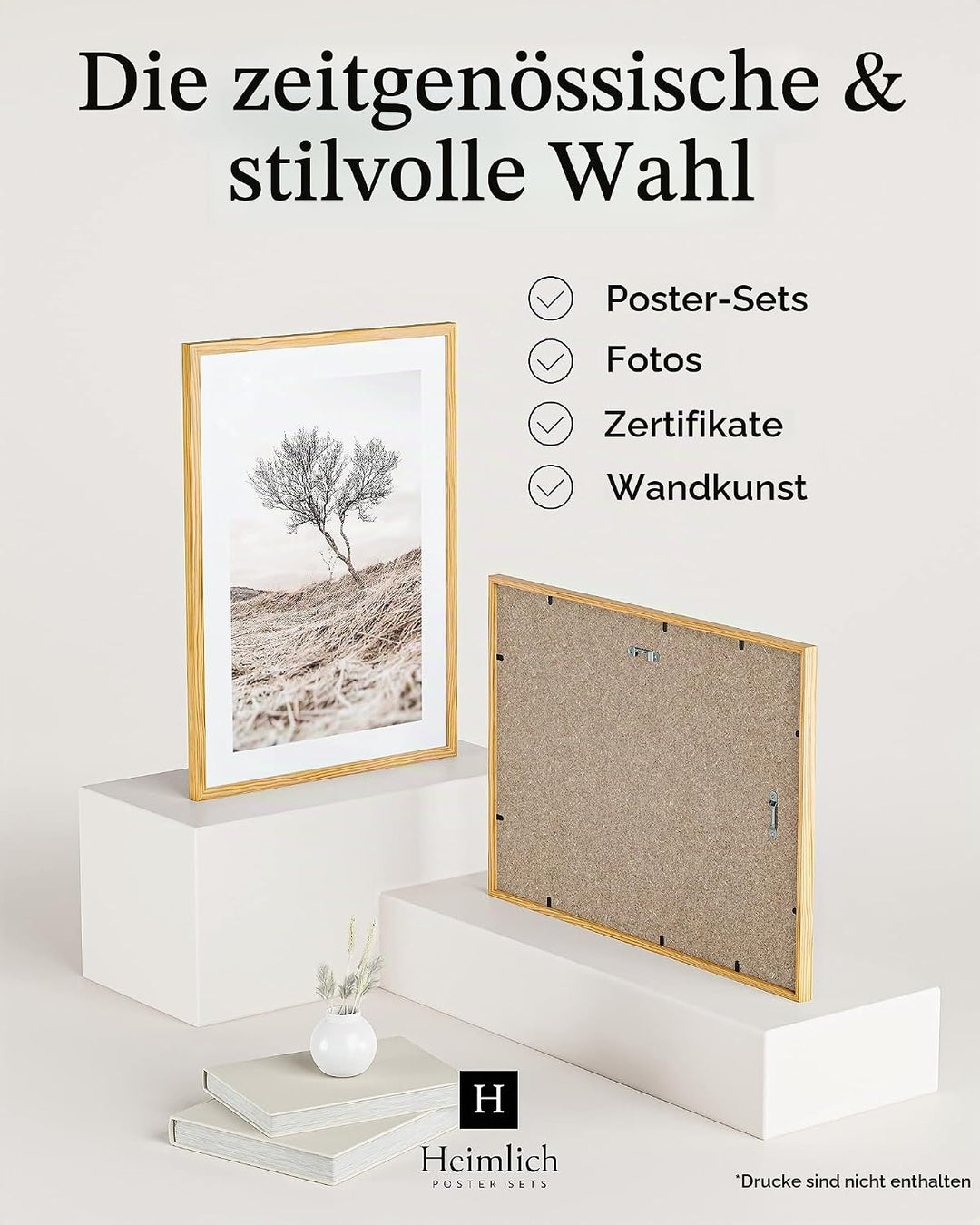 Heimlich® Doppelpack (2 STK.) Bilderrahmen DIN A3 Holz Natur | Bilderrahmen Holz | Natur DIN A3 (11.