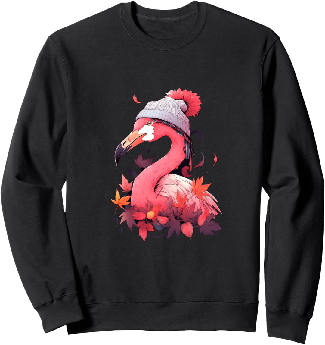 Flamingo Rosa Vogel Herbst Herbst Blätter Thanksgiving Sweatshirt