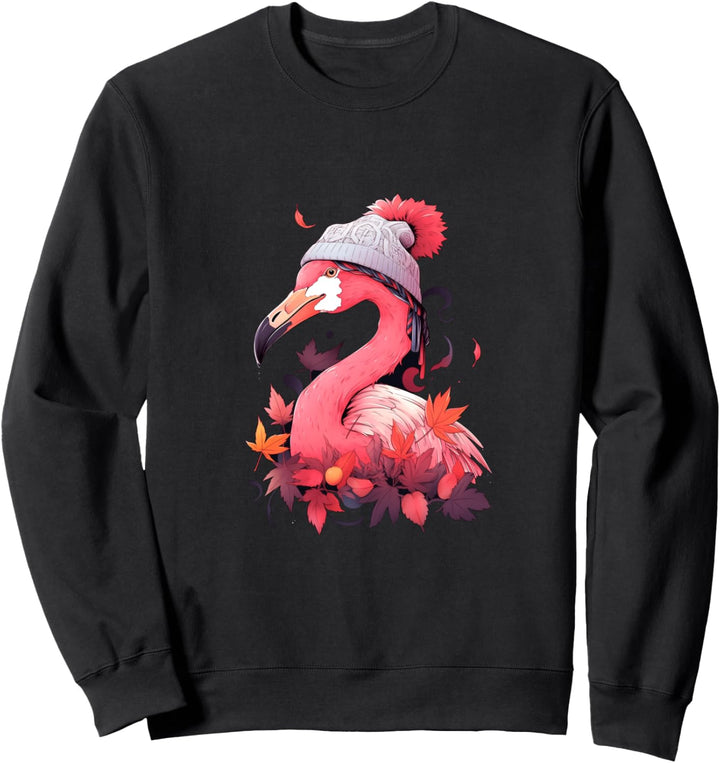 Flamingo Rosa Vogel Herbst Herbst Blätter Thanksgiving Sweatshirt