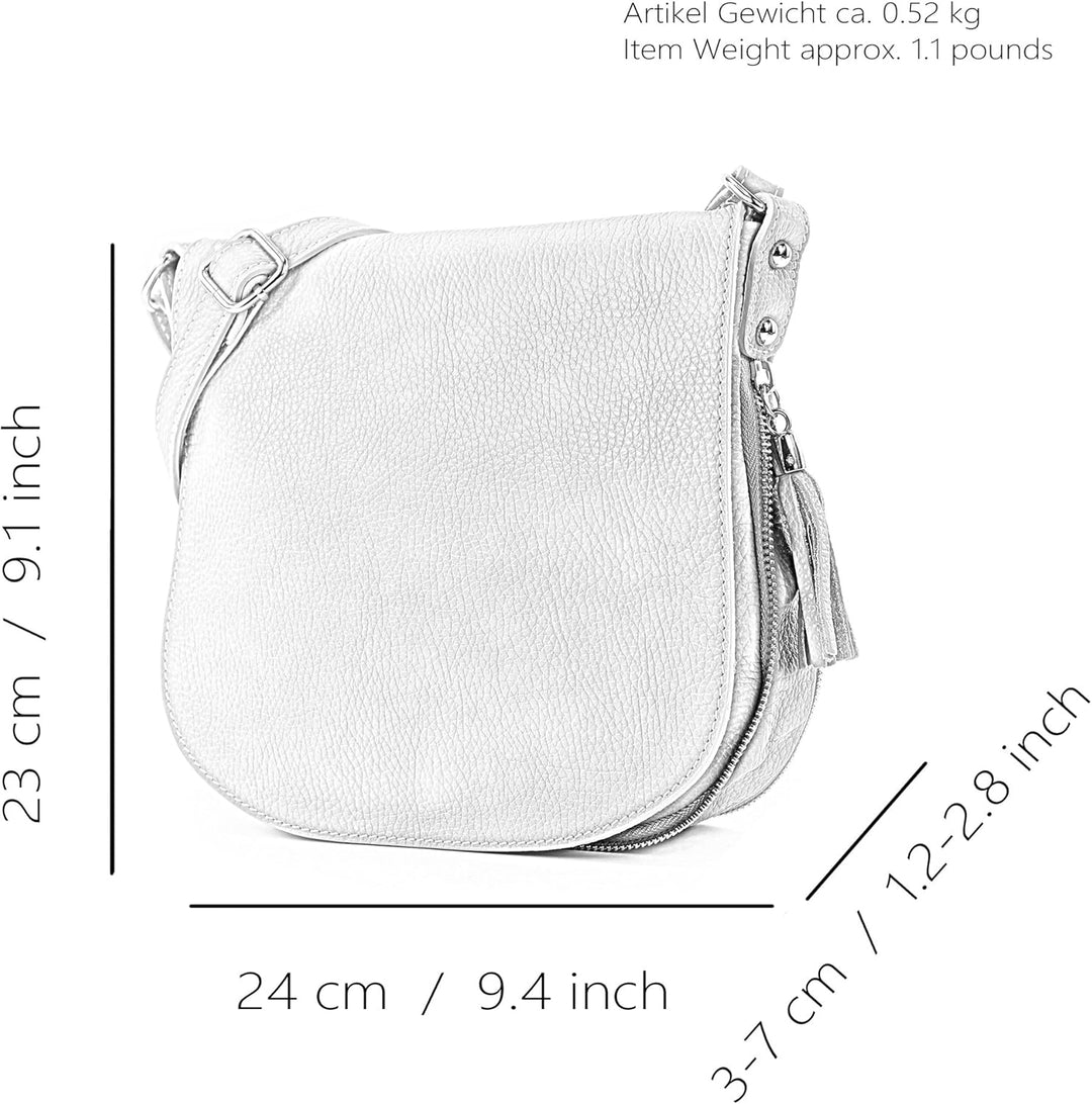 modamoda de - T06 - ital Messenger Umhängetasche aus Leder Schwarz, Schwarz
