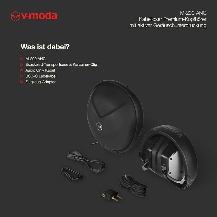 V-Moda M-200 ANC Hybrid Active Noise Canceling Kopfhörer | 20 Stunden Akkulaufzeit | geschlossene Ba