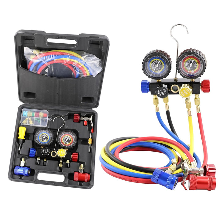 R1234yf R134a Krümmer-Messgerät-Set, 4 Ventilverteiler, kompatibel mit R1234yf R134A Kältemitteln mi