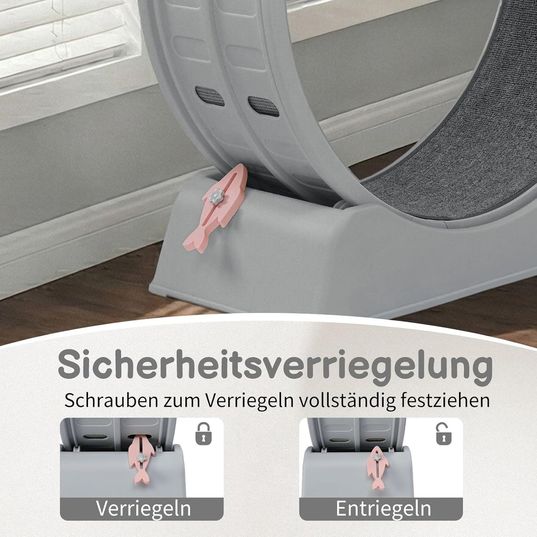 LEADZM Katzenlaufrad 80cm Durchmesser - Laufrad Katze aus Kunststoff, Inklusive Teppich und Katzensp