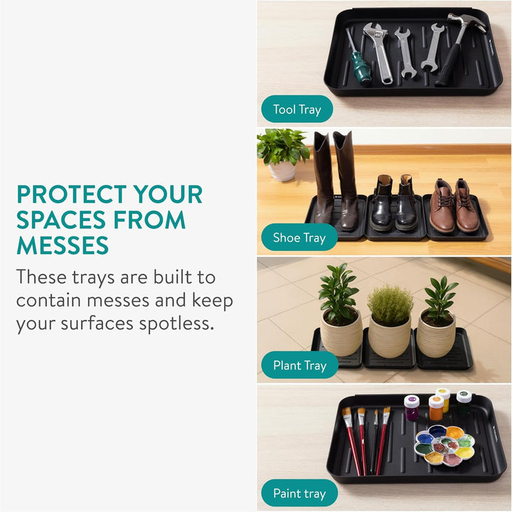 Navaris 3X Schuhablage Schuhabtropfschale klein - Schuhablage schmal 35x27x2,5cm - Erhöhter Rand - S