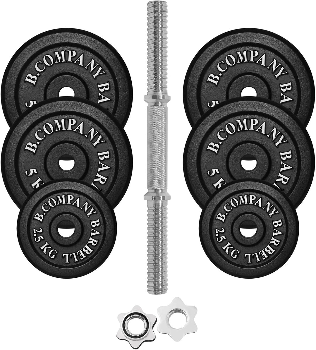 Guss Kurzhantel-Set 27,5Kg (1 x Kurzhantelstange 35cm, 2x2,5 und 4x5Kg Hantelscheiben) Hantelset Han