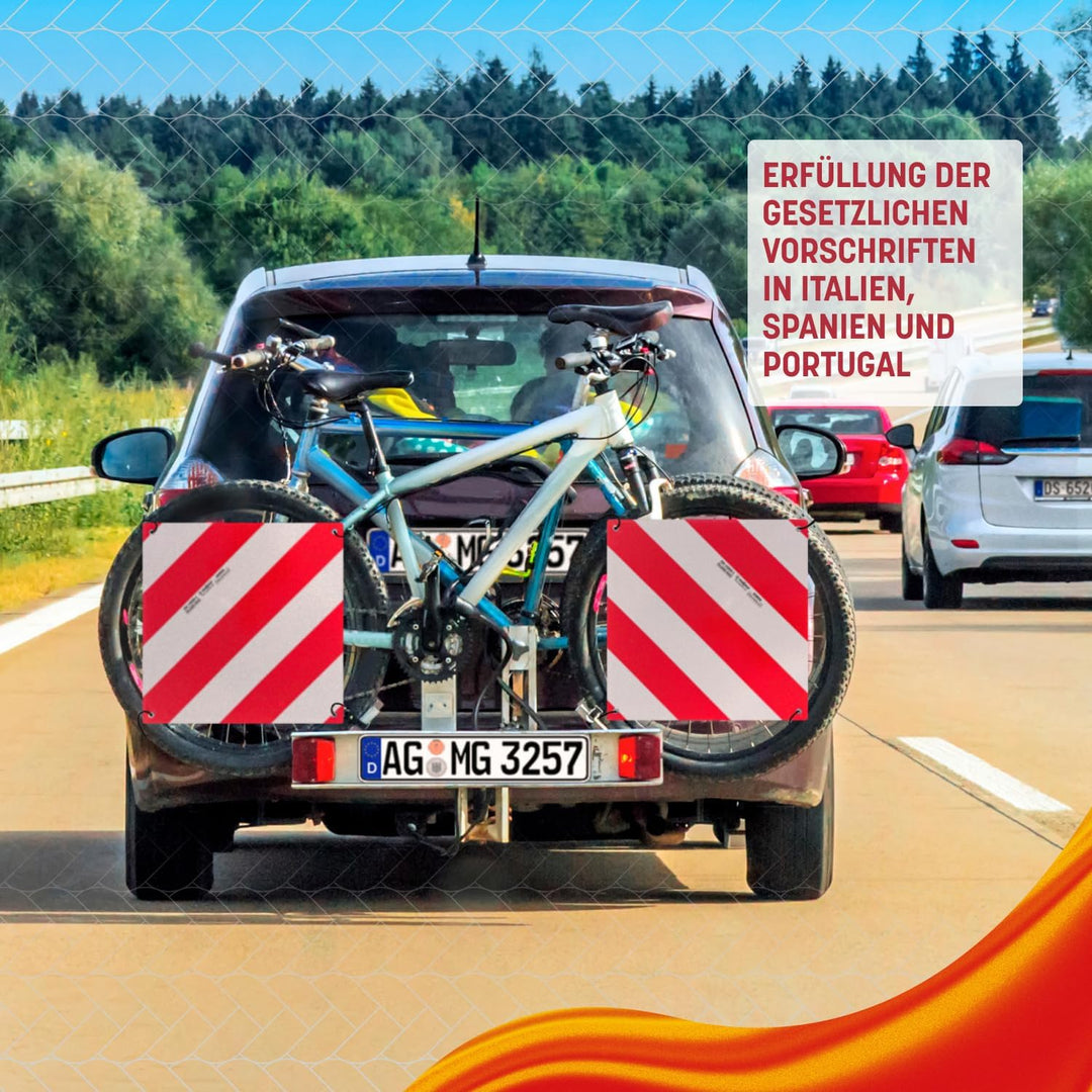 MAGMA 2in1 Warntafel Italien und Spanien Fahrradträger. Für Heckträger, Anhänger, Warnschild für Woh