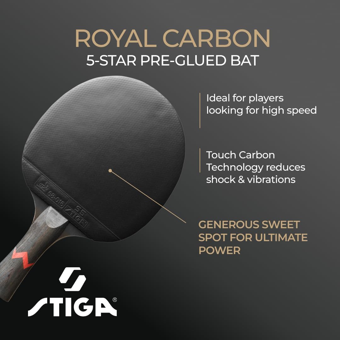 STIGA Royal 5 Sterne Tischtennis Schläger Pro Carbon,, Single