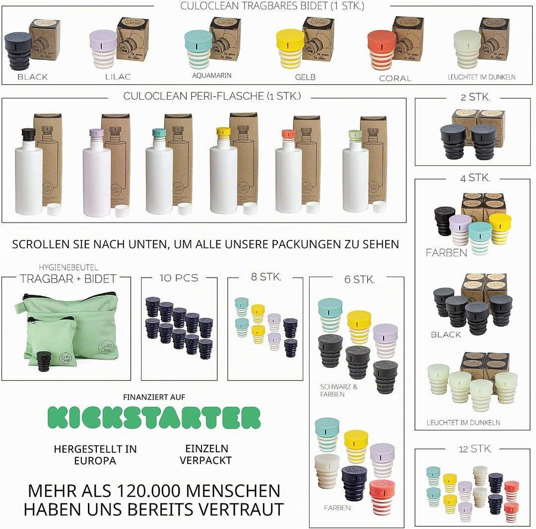 CuloClean Reisetoilettentasche + Handbidet mit Flasche. Einzel Toilettenbeutel für Ausflüge in die N