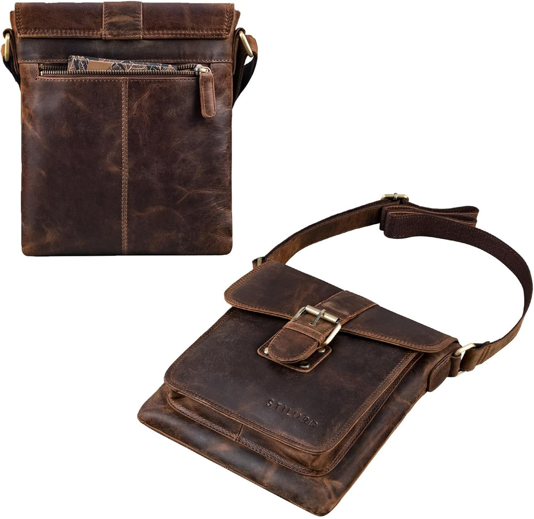STILORD 'Mattia' kleine Umhängetasche Herren Echtleder Vintage - Schultertasche für 10,1 Zoll Tablet