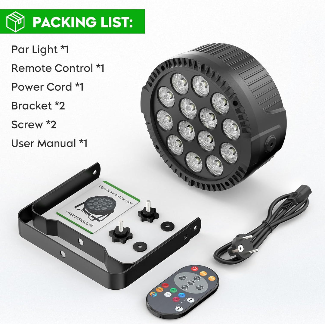 2PC LED Par Strahler 14*6W LED Bühnenlicht Partylicht RGBW DMX512 4-in-1 Par Licht mit Fernbedienung