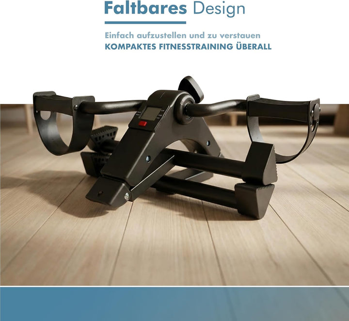 PORTENTUM Pedaltrainer für Senioren mit verbesserter Basis und Rutschfester Matte – Faltbar – LCD-Di