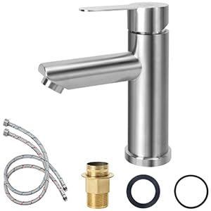 Wasserhahn Bad Silber Waschtischarmatur Hoch Badarmatur Waschbecken Armaturen Edelstahl 304 Waschbec
