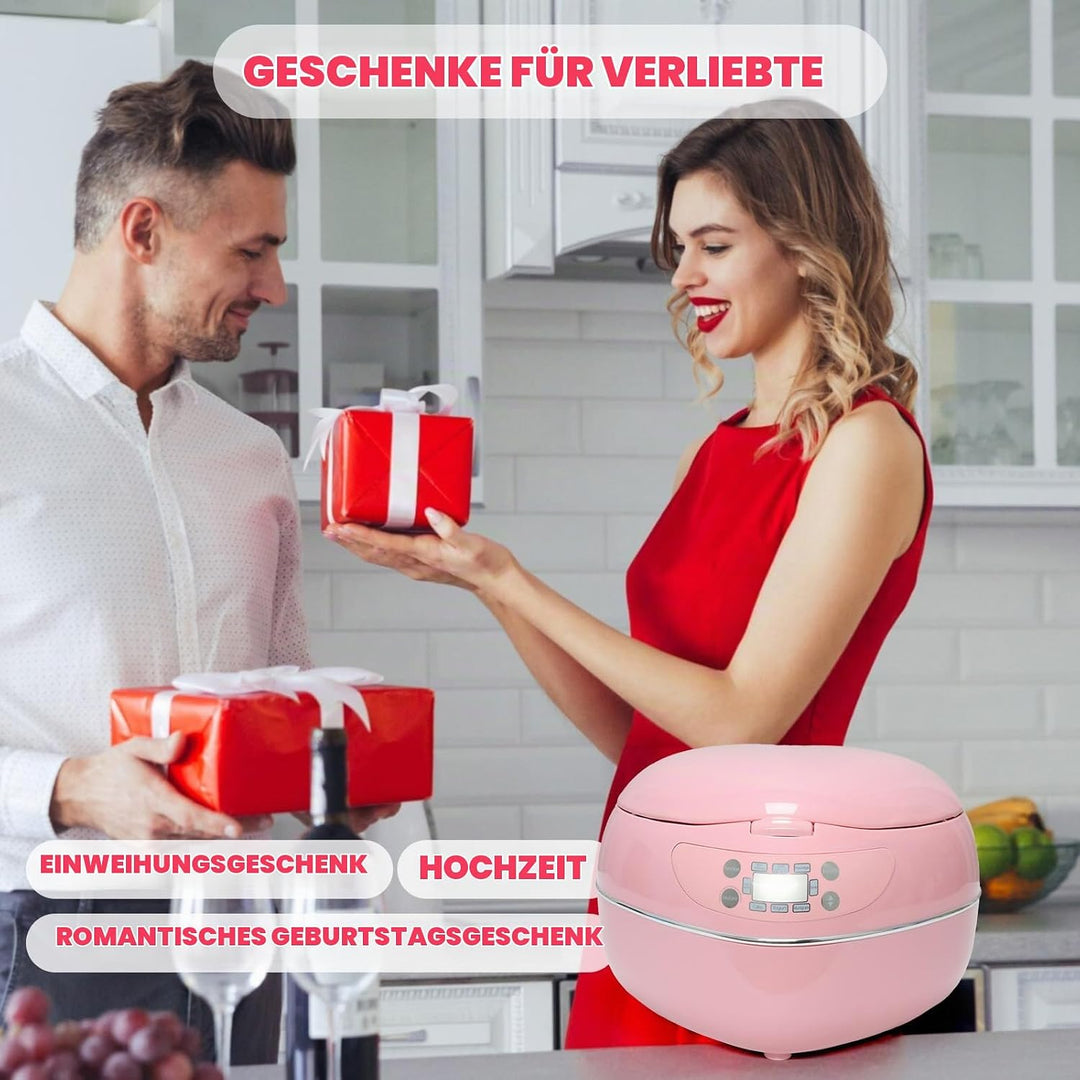 Pfirsichförmiger Reiskocher, 6-in-1-Reiskocher in Rosa, smarter, niedlicher Reiskocher mit Antihaftb