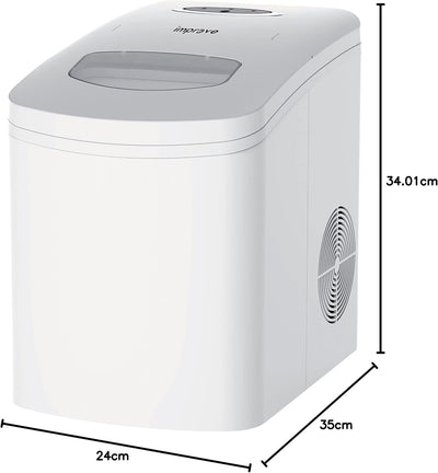 Improve IMPMG18ZB Eismaschine, 10 kg, 150 W, 9 Eiswürfel in 9 Minuten, Wassertank 1,7 l, Korb und Sc