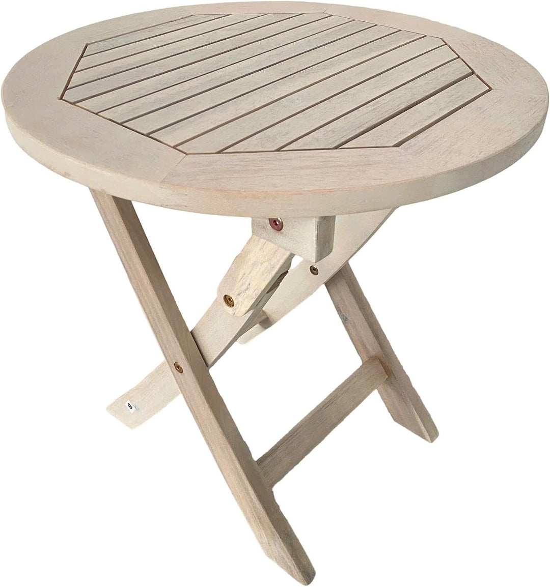 ESTEXO Gartentisch Balkontisch Beistelltisch 48 cm Rund Akazienholz Klapptisch Tisch Holztisch Weiss
