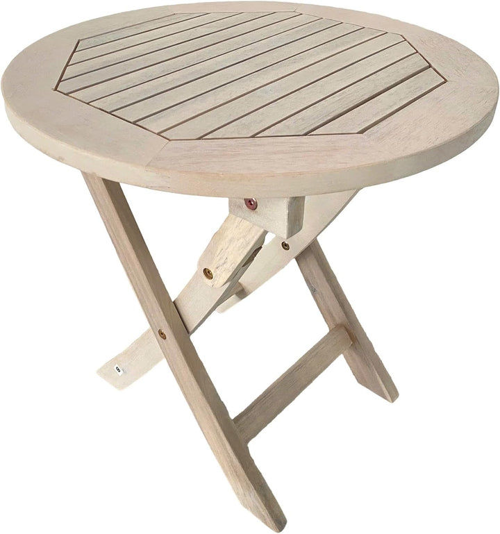 ESTEXO Gartentisch Balkontisch Beistelltisch 48 cm Rund Akazienholz Klapptisch Tisch Holztisch Weiss