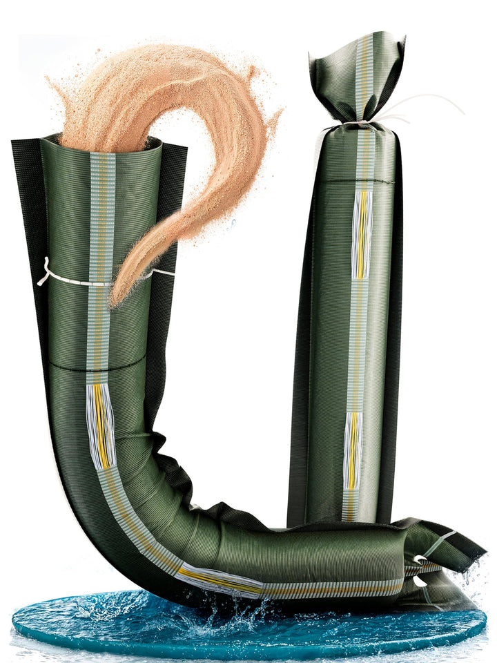 5x Sandsäcke Silosandsäcke geeignet für Hochwasserschutz, 25cm x100cm mit Griff, Zugband und Tragegr