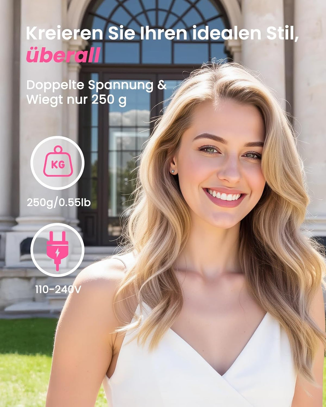 Thermal Brush, Thermobürste 38mm für Salon-Styling in 8 Min, Ionische Lockenbürste Reduziert Frizz u