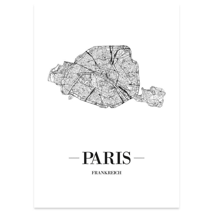 JUNIWORDS Stadtposter, Paris, Wähle eine Grösse, 60 x 90 cm, Poster, Schrift A, Weiss 60 x 90 cm Sch