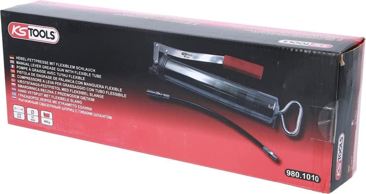 KS Tools 980.1010 Hebel-Fettpresse mit flexiblem Schlauch, 400g