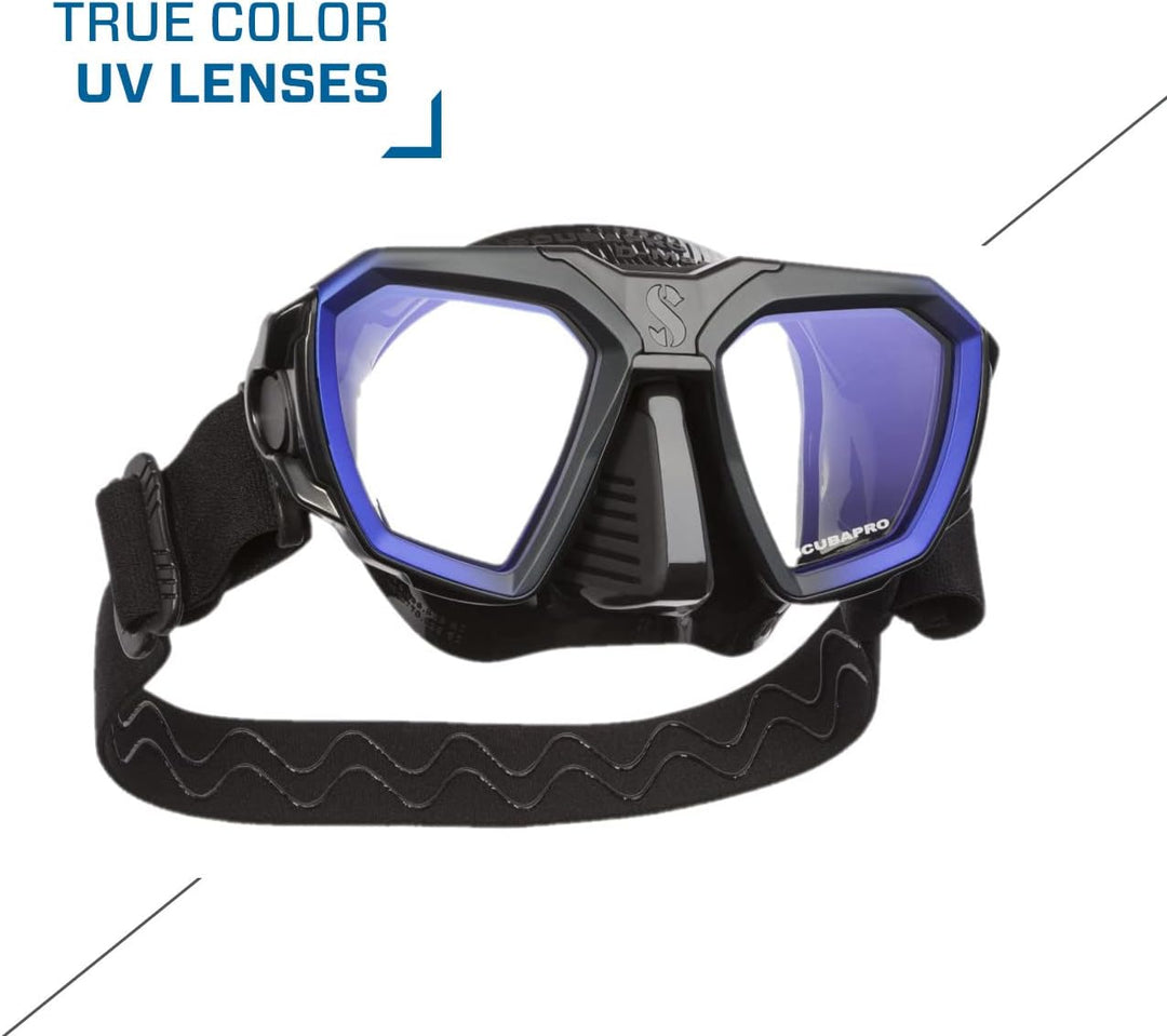 Scubapro D-Mask Tauchmaske - inkl. Montageadapter für den HUD Tauchcomputer Blau Schwarz Small/Narro