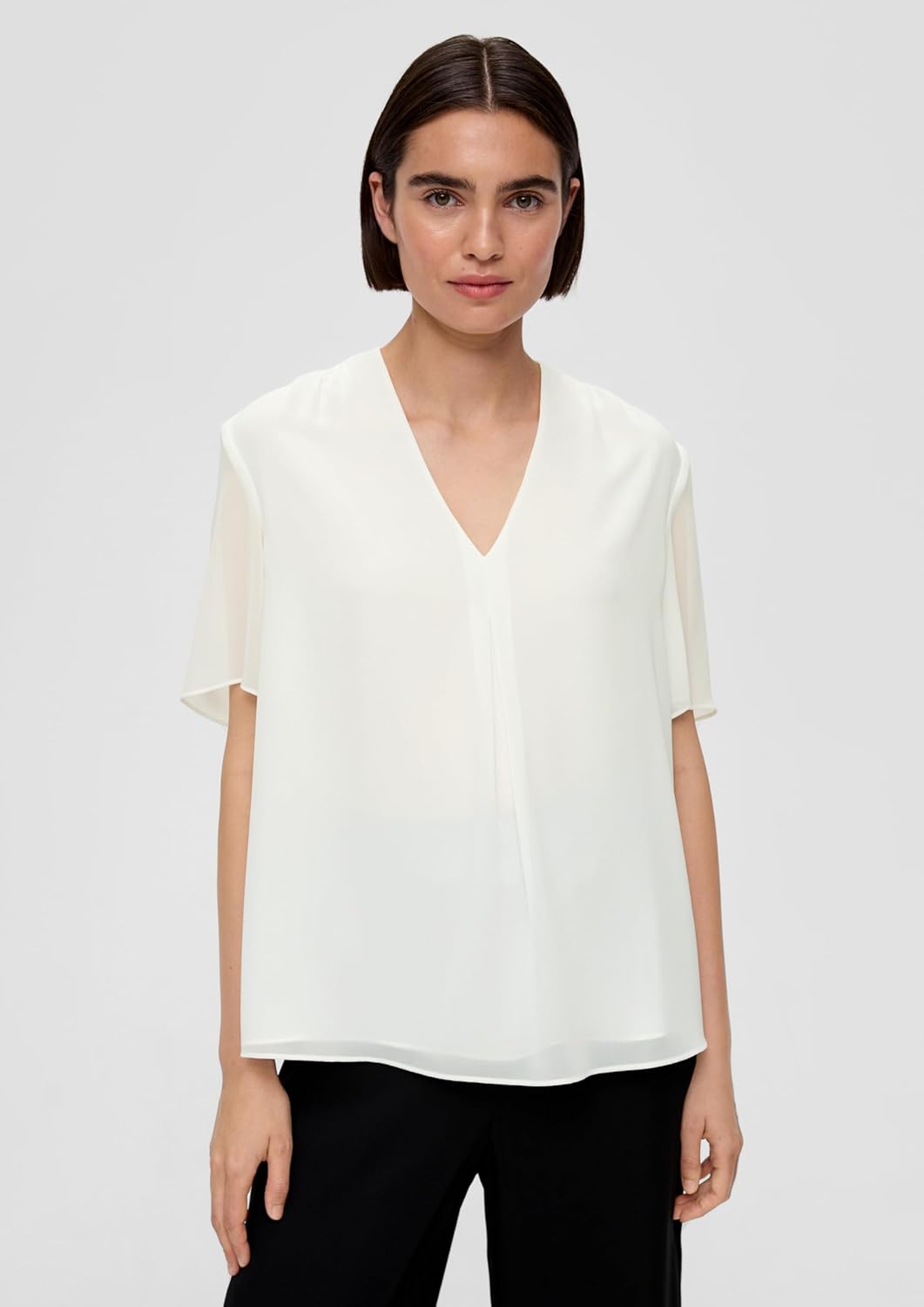 s.Oliver BLACK LABEL Bluse mit V-Ausschnitt, 34 Ecru