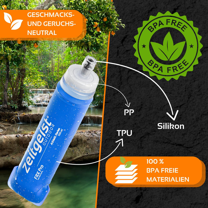 Soft Flask 500 ml FRX Pro (2er Set) Laufflasche TPU, BPA-frei, Faltflasche, faltbare Trinkflasche fü