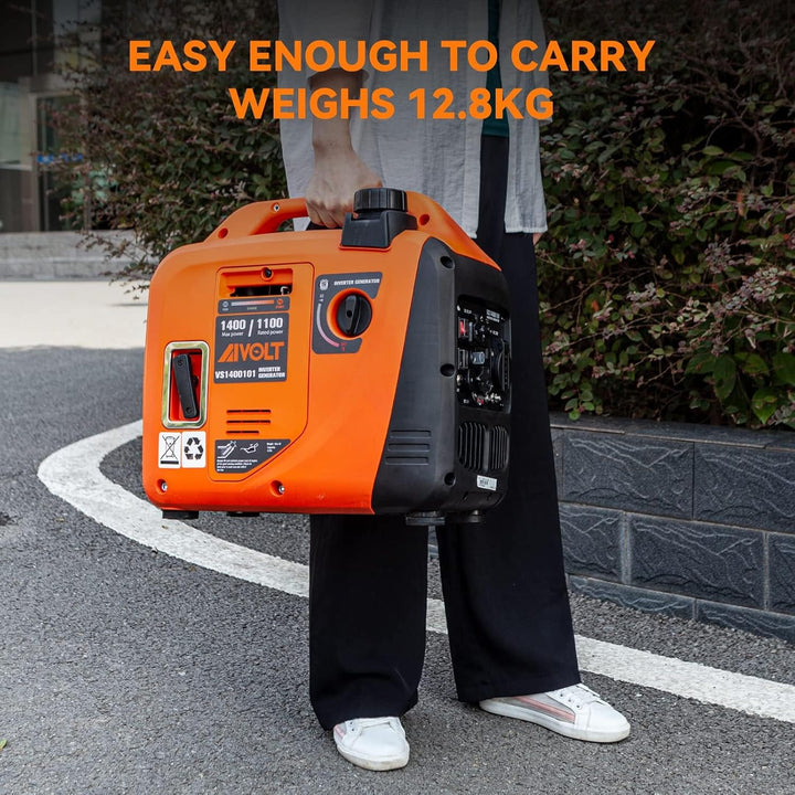 AIVOLT Inverter Stromerzeuger 1400 Watt Notstromaggregat Benzin leise Stromaggregat für Campen, Fest