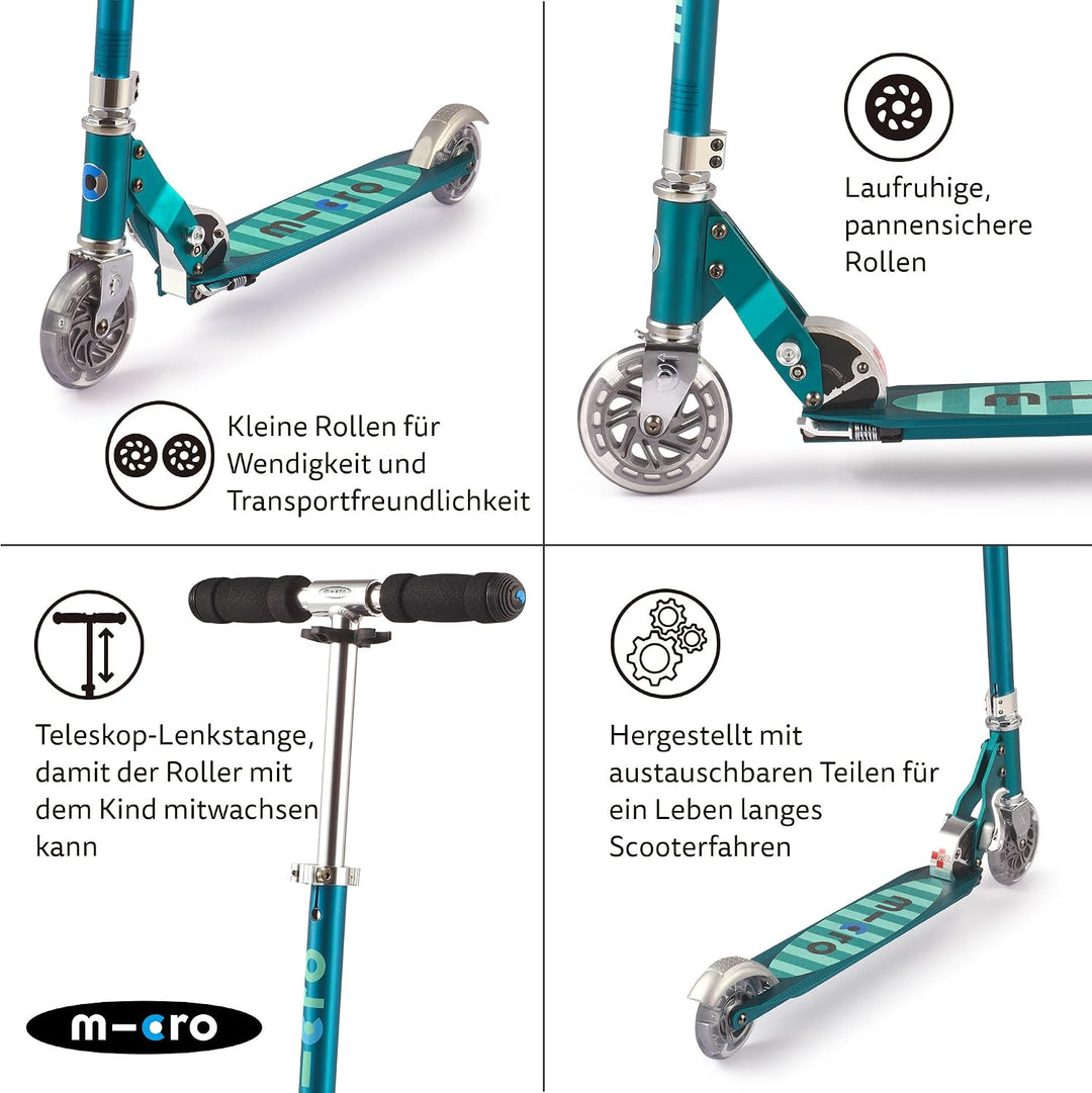 Micro Mobility SA0179 Sprite Tretroller, Petrol, 64 x 11 x 22 cm, Petrol