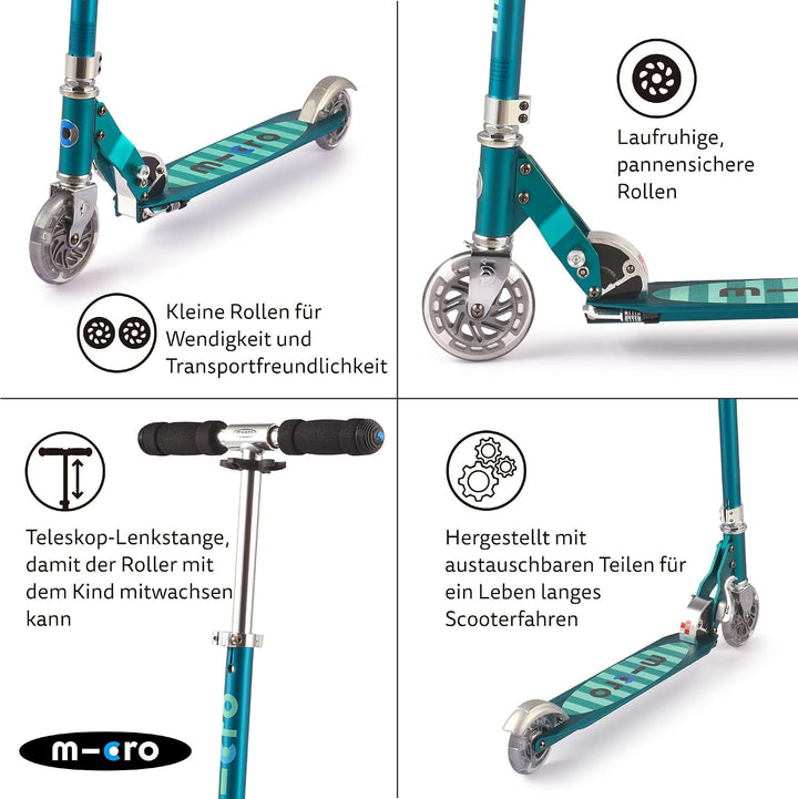 Micro Mobility SA0179 Sprite Tretroller, Petrol, 64 x 11 x 22 cm, Petrol