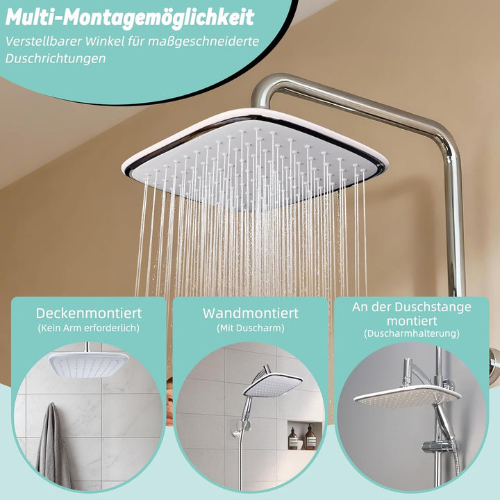 Hibbent Regenduschkopf mit Handbrause und Halterung, Hochdruck Regendusche mit abnehmbarem Arm in Ch